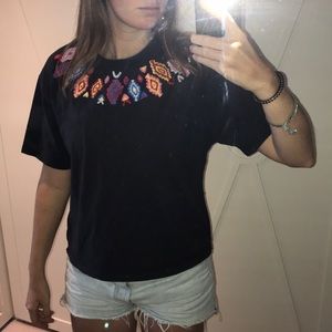 zara colorful embroidered tee